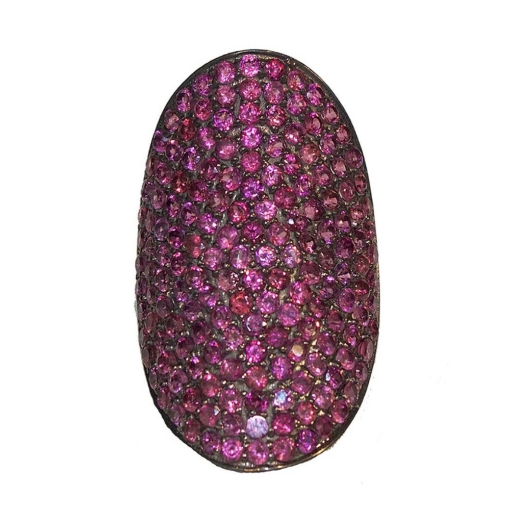 $668 Pave Pink Crystal Oval Statement Ring